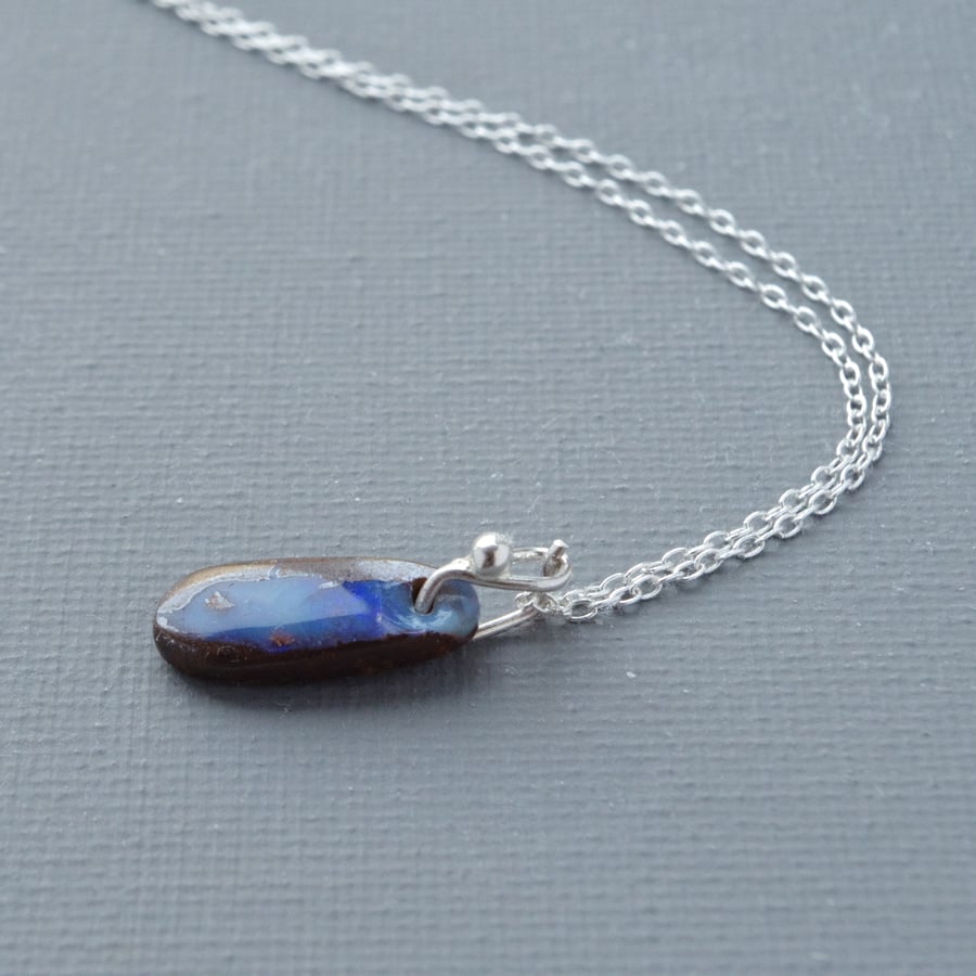 Custom Order For Mrs Catriona Killoch Blue Australian Boulder Opal Pendant