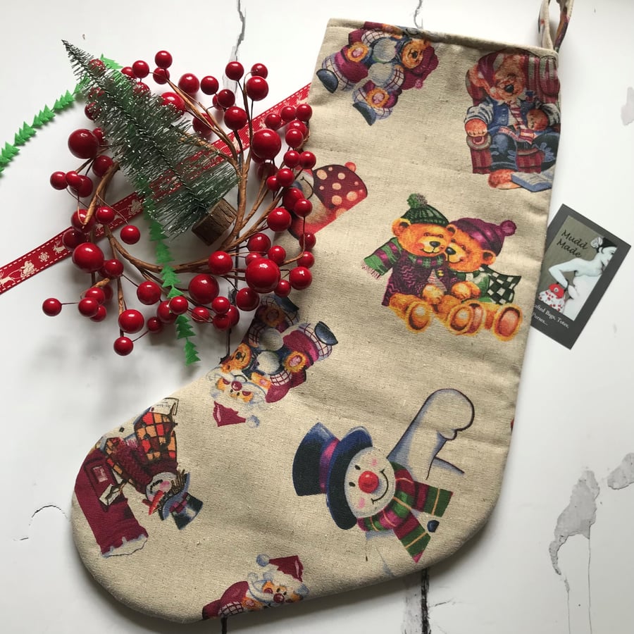 Vintage Style Cute Characters Christmas Stocking