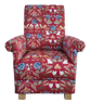 Adult Armchair Clarke Forester Rouge Red Fabric Chair Accent Rabbits Floral Blue - Image 1