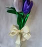 Beautiful Trio of Ribbon Tulips  - White, Dark Purple & Turquoise. - Image 4