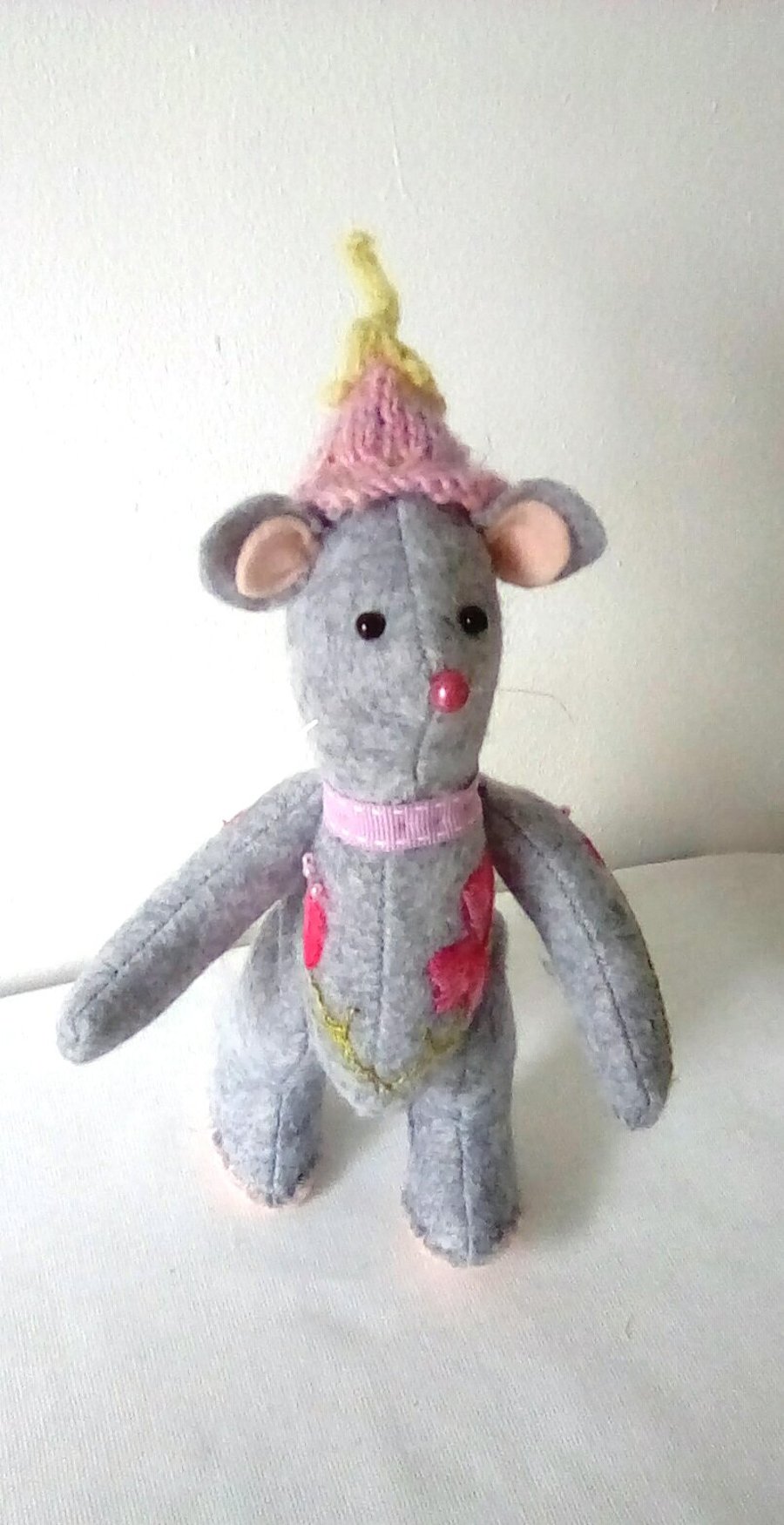 Embroidered Mouse, Felt Mouse, Grey Mouse, Embroidered Animal