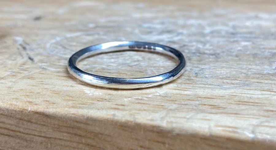 Handmade Simple Sterling Silver Thin Band UK Size O-P