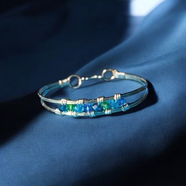 Silver Bangle - Crystal - Stylish - Gift Boxed