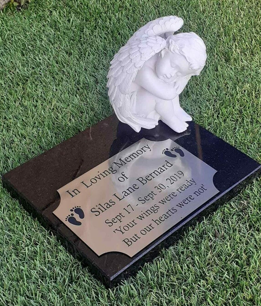 Personalised Baby Angel Memorial Plaque Baby Grave Marker Cemetery Headstone