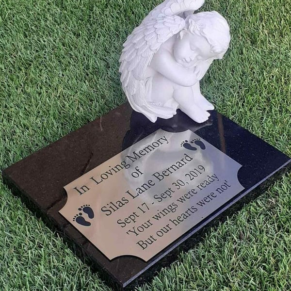 Personalised Baby Angel Memorial Plaque Baby Grave Marker Cemetery Headstone