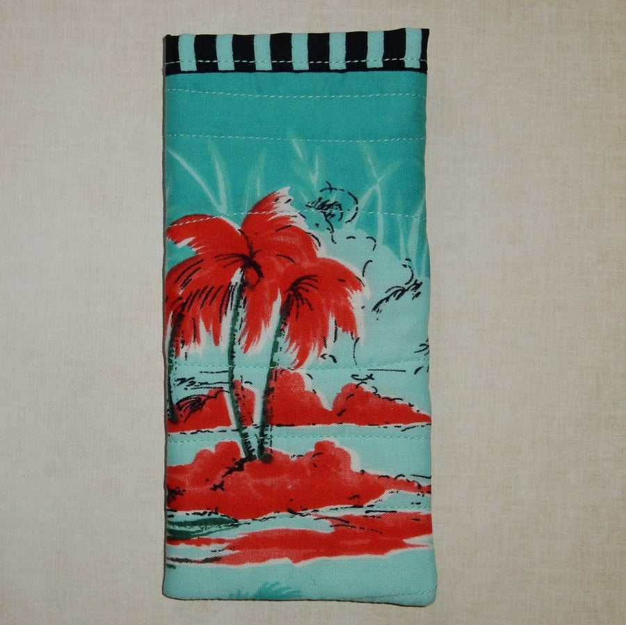 Glasses case - palm trees on tropical island - slip in