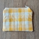 Yellow Gingham Print Quilted Fabric Midi Purse 