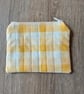 Yellow Gingham Print Quilted Fabric Midi Purse 