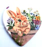 Decoupaged rabbit ceramic heart wall decoration. - Image 5
