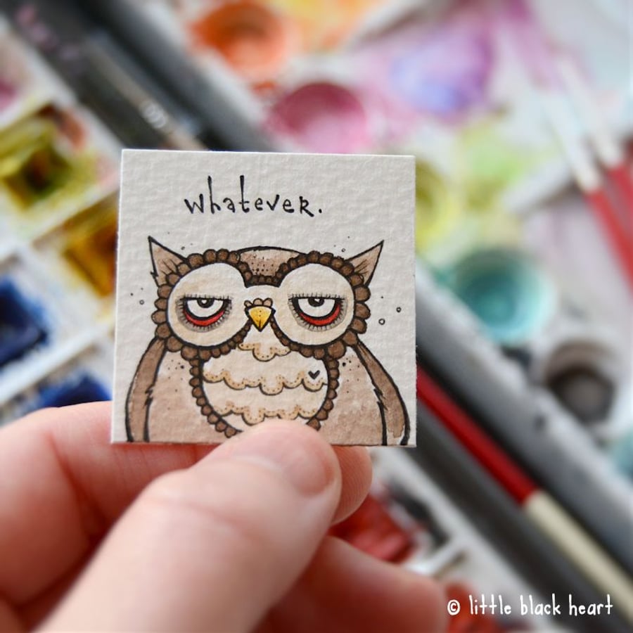 whatever owl - original miniature artwork
