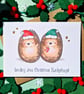 Hedgehog Christmas card, Family Christmas card, Sending Christmas hugs - Image 1