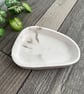 Unisex Taupe and White Marbled Triangular Trinket Tray 