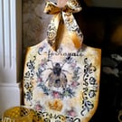 Handmade Decoupage Pizza Board Wall Art – Rustic Farmhouse BEE Kitchen Decor