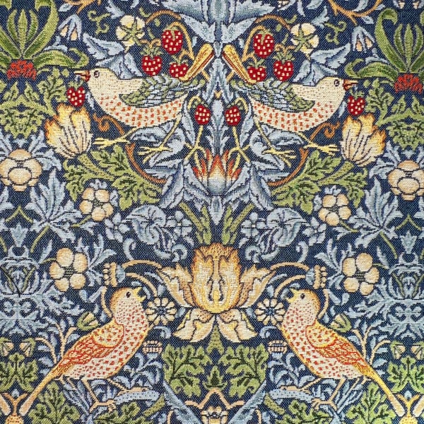 William Morris Tapestry Fabric - Strawberry Thief Navy Blue - 1 Metre