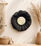Black Macrame Mirror, Boho Fringe Wall Decor, Fluffy Fiber 