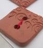 3 Spiral Half Texture Square Terracotta Buttons - Image 3
