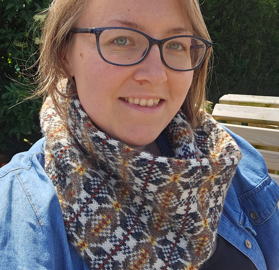 Fair Isle Cowl - hand knit in Shetland wool