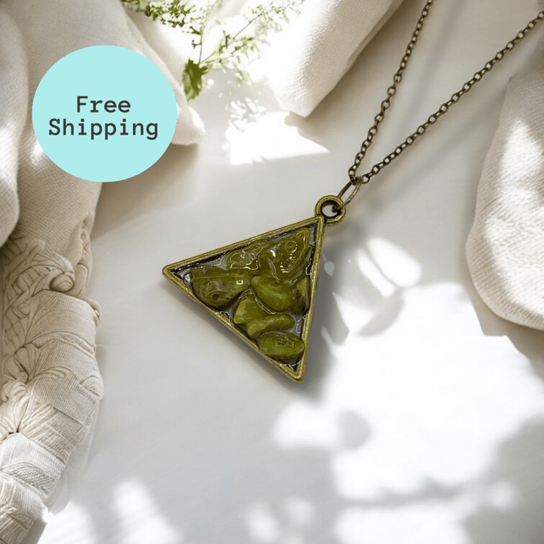 Triangle Peridot Pendant - Heart & Solar Plexus Chakra Necklace