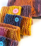 Hand Knitted Dog Scarf Neck Warmer - Cosy Chunky Yarn Button Fasten - Bright