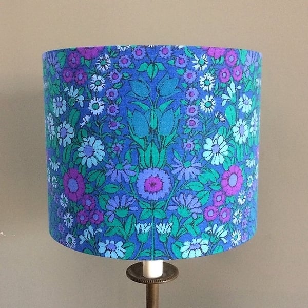 Blue and Purple Haze Daisy Chain Pat Albeck 70s vintage fabric Lampshade option