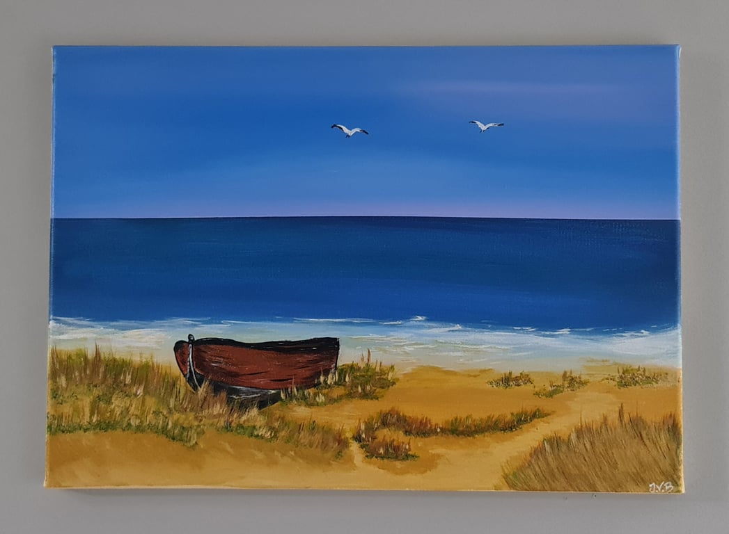 Original beach landscape on canvas