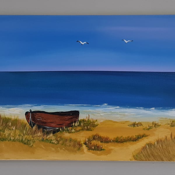 Original beach landscape on canvas