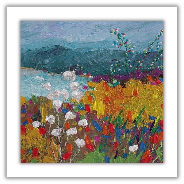 Small framed impasto landscape painting - Loch Ness - acrylics - cold wax 