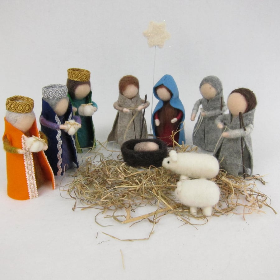 Needle felted Nativity set, christmas figures