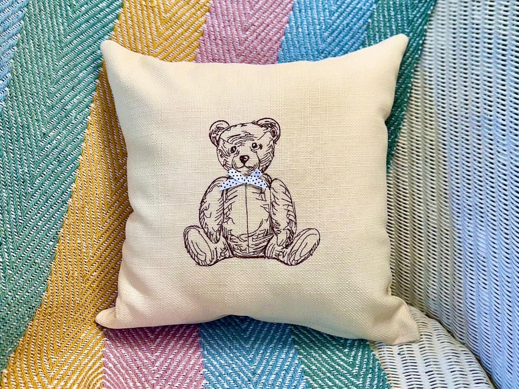 Bear design Embroidered Cushion 33cm (13”)