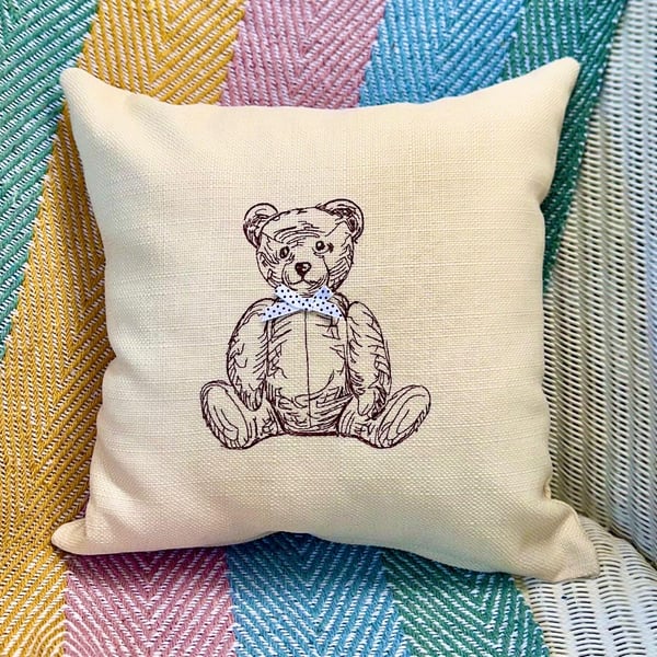 Bear design Embroidered Cushion 33cm (13”)