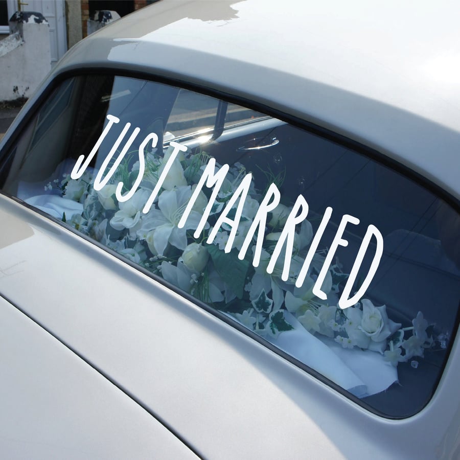 JUST MARRIED Removable Vinyl Wedding Car Decal Sticker Type 3