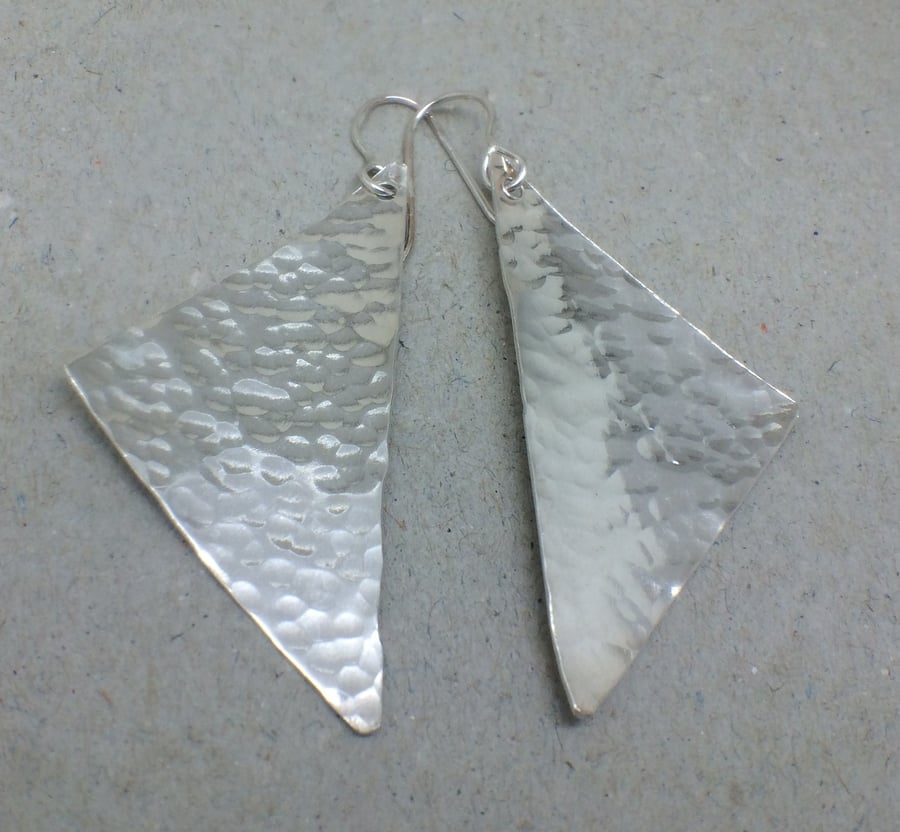 Sterling Silver Large Geometric Statement Earrings, Long Dangle Earrings