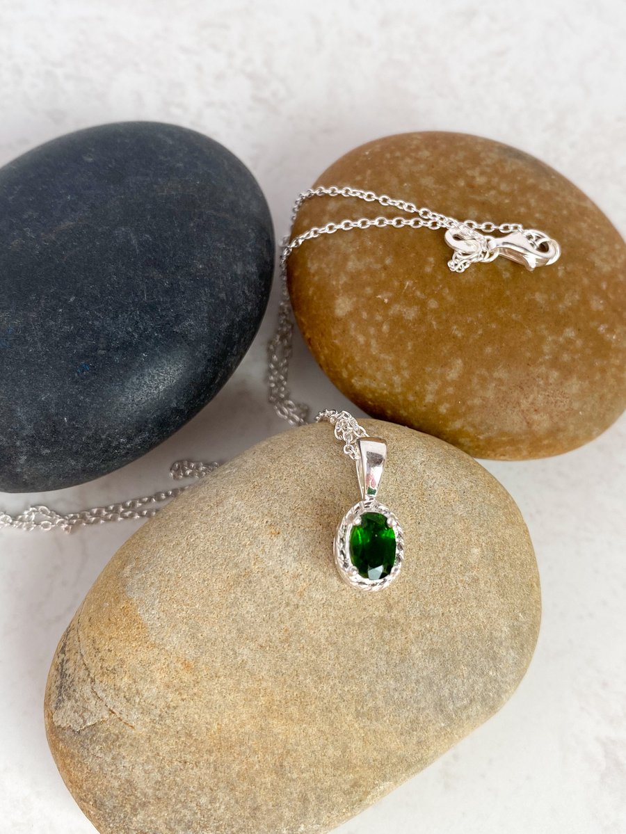 Chrome diopside Sterling Silver pendant - made in Scotland. 