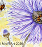Purple bee, Mixed-Media Print, Size Small (other size available)