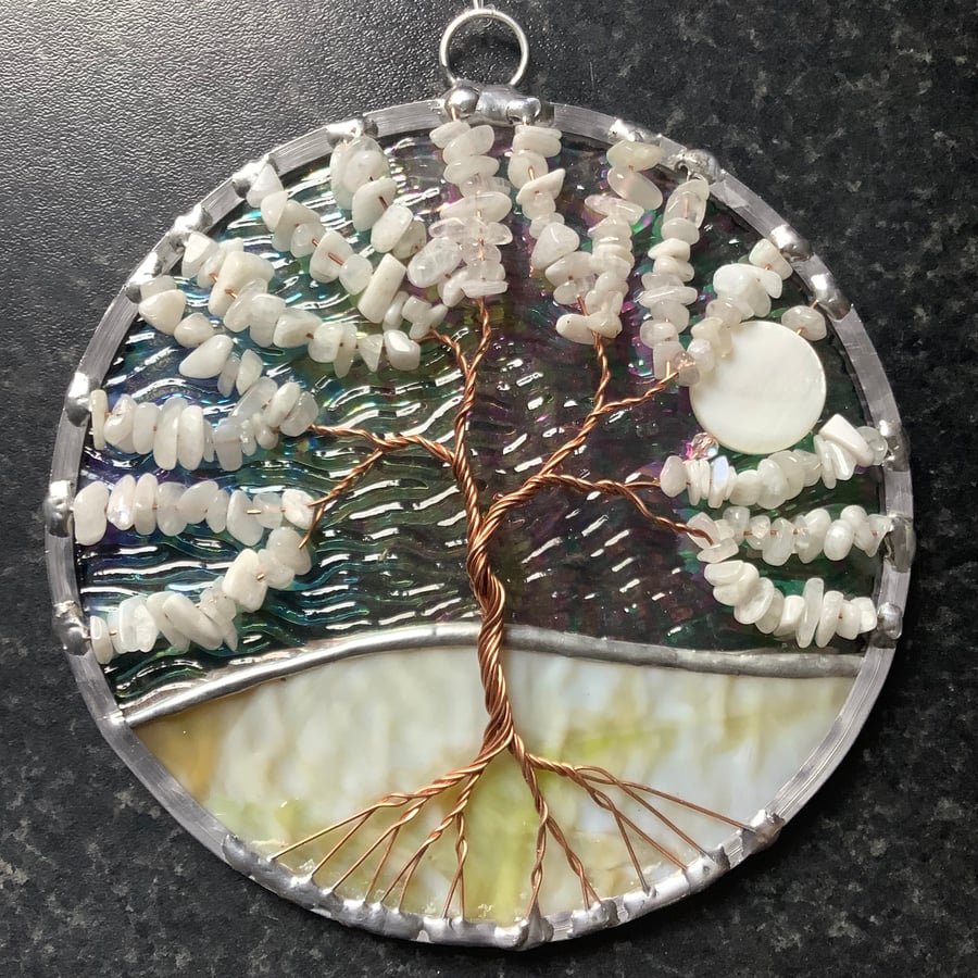 Moonstone tree of life suncatcher