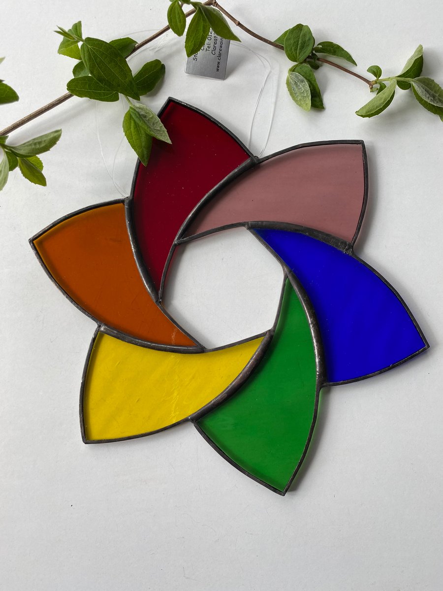 Stained Glass Large Rainbow Star