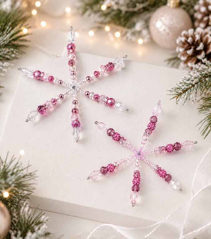 Festive Crystal Snowflake Hanging Ornament Set