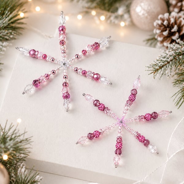 Festive Crystal Snowflake Hanging Ornament Set