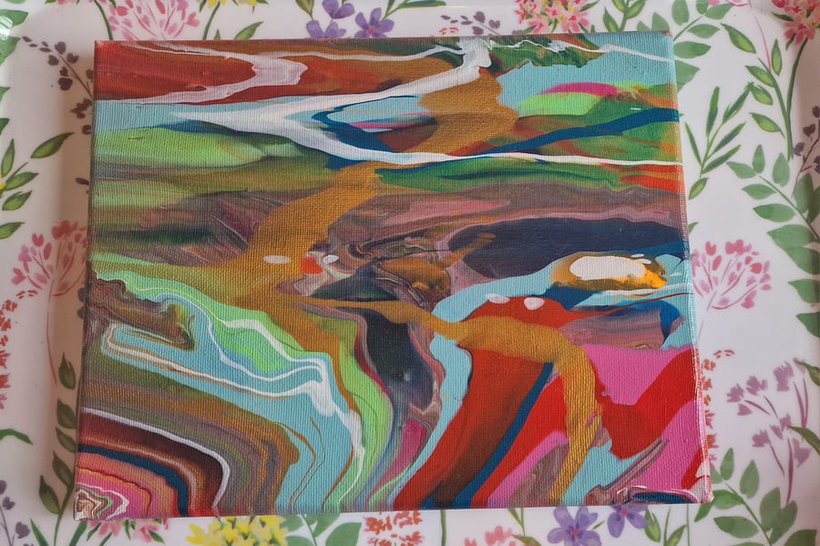 Acrylic Pour Painting 'Golden River'