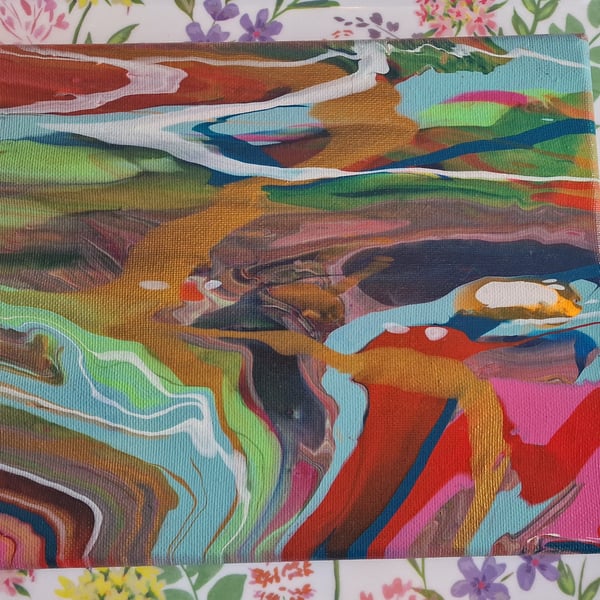 Acrylic Pour Painting 'Golden River'