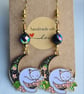 Cat Moon Earrings  - Dark Faceted AB Beads - Image 2