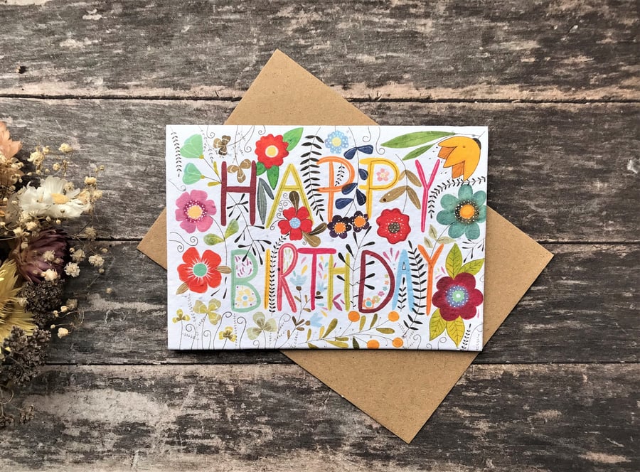 Plantable Seed Paper Birthday Card, Blank Inside, Bee greeting card, Bee,Quirky