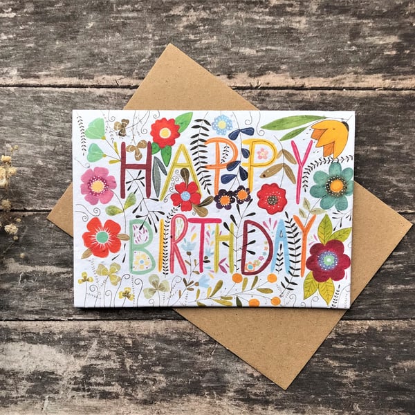 Plantable Seed Paper Birthday Card, Blank Inside, Bee greeting card, Bee,Quirky