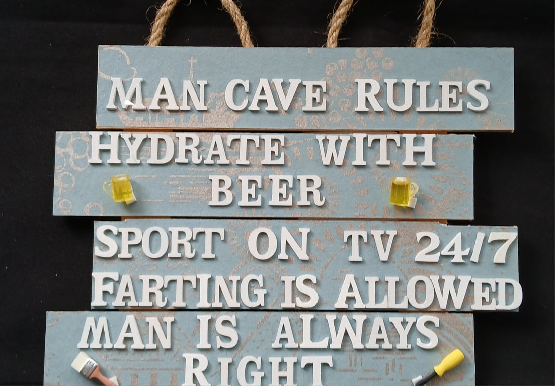 Hand decorated hanging wooden sign 