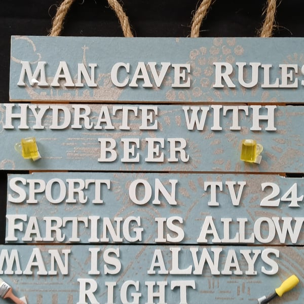 Hand decorated hanging wooden sign 