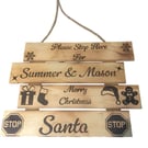 Personalised Wooden Christmas Sign – "Please Stop Here For" – Custom Rustic Fest