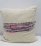 Handwoven Cream Purple Slub Shetland Wool Cushion Cover