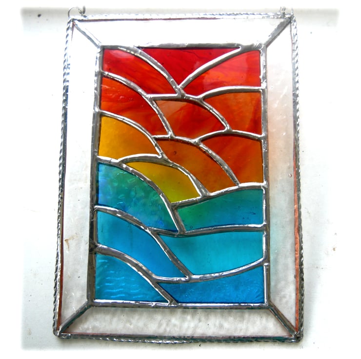 Stained Glass Suncatcher Sunset Ripples Handmad... - Folksy