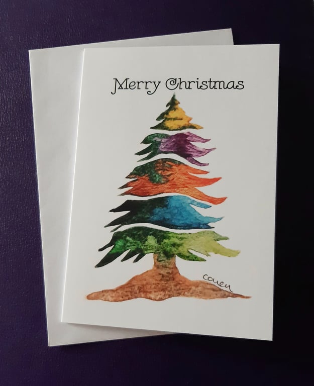 Christmas Tree Card - print from an Original Watercolour Painting