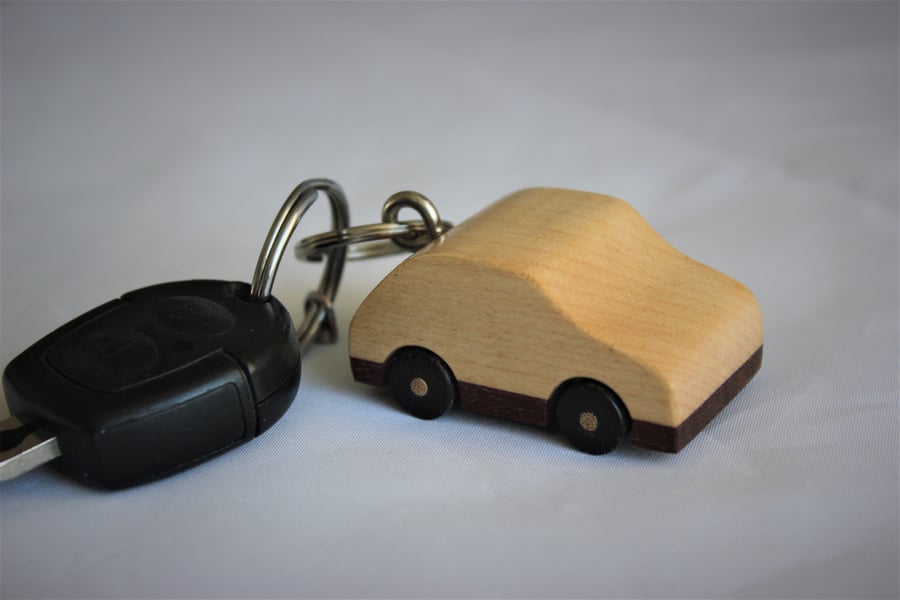 Wooden Car Key ring made from maple.